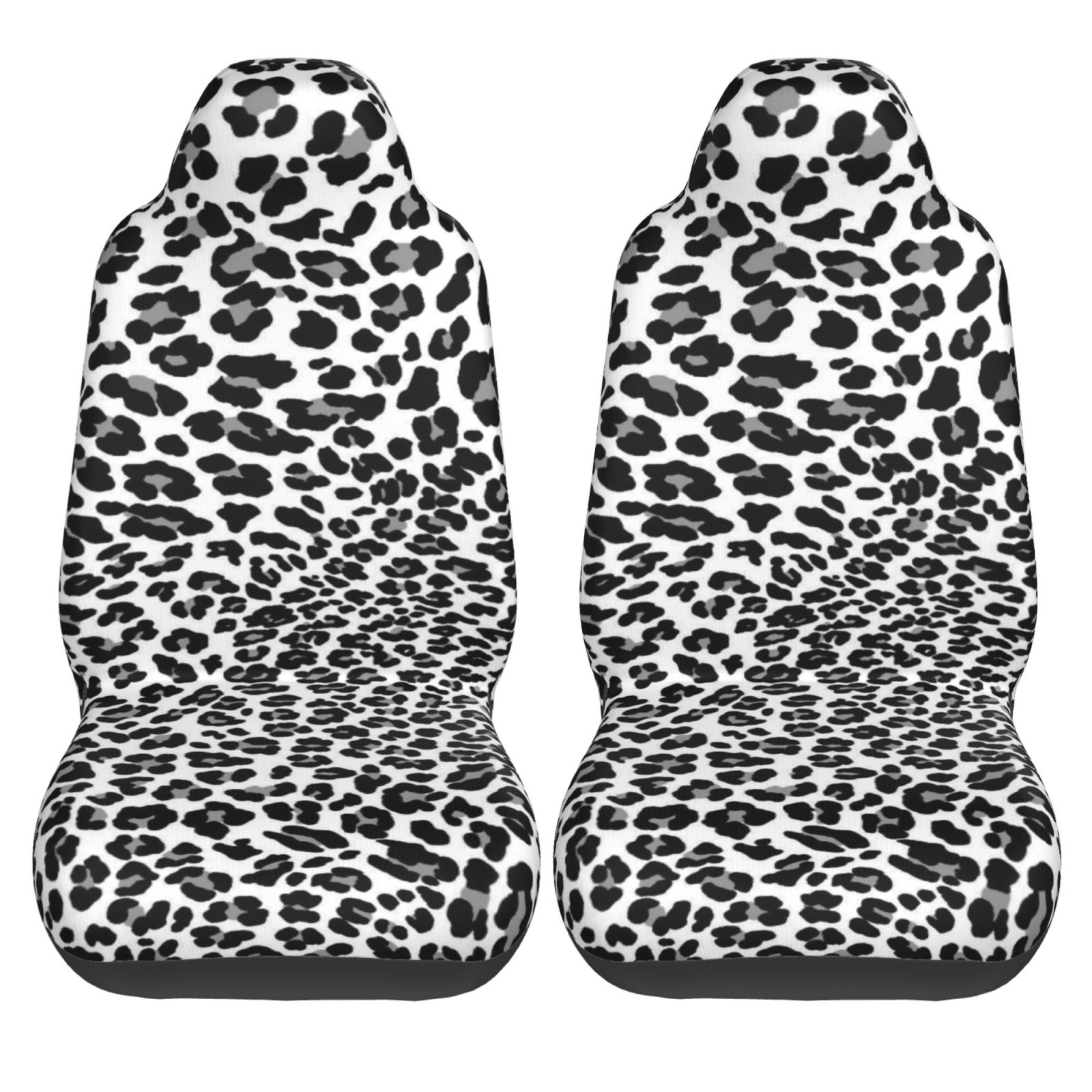 Dark Gray Black Leopard Cheetah Print Car Seat Covers 2 Pcs Front Seat Protector Bucket Seat Covers Universal Auto Accessories чёрный