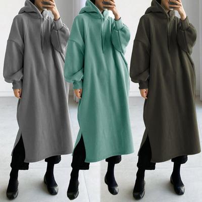 Jesień 2026 Oversize Damska Długa Bluza z Kapturem Czarny Kaptur Kieszenie Długie Rękawy Luźne Bluzy z Kapturem Damskie Zimowe Modne Eleganckie Damskie Ubrania