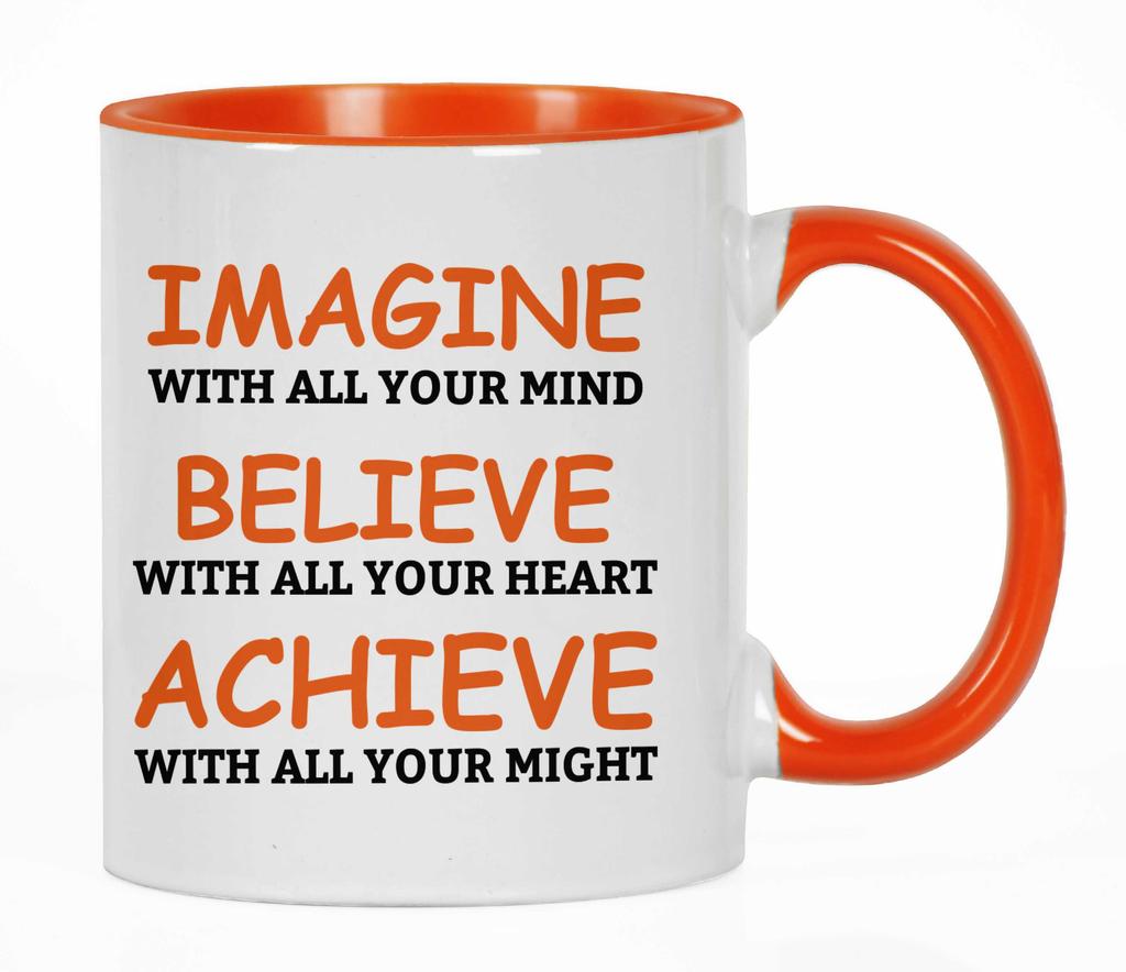 Inkdotpot 11 Oz  Ceramic Coffee  Mugs Imagine Believe Achieve Inspirational Quotes Gift For Co-Worker Boss