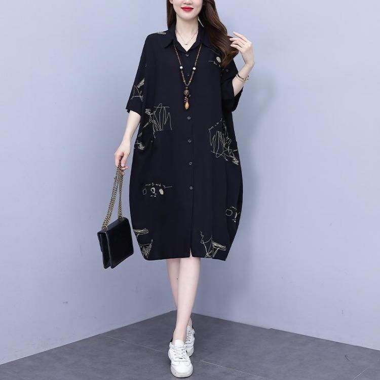 

Summer Plus Size Womens Dress Oversize Beach Loose Long Casual Basic Fashion Dress L чёрный