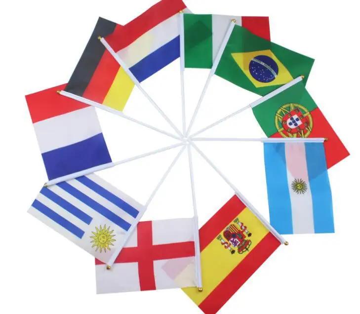 50 Stück 100 Stück 500 Stück/Los Benutzerdefinierte Handflagge 14 x 21 cm Schwenkflagge Druck des Firmenlogos oder Designs des Käufers Wahlflagge