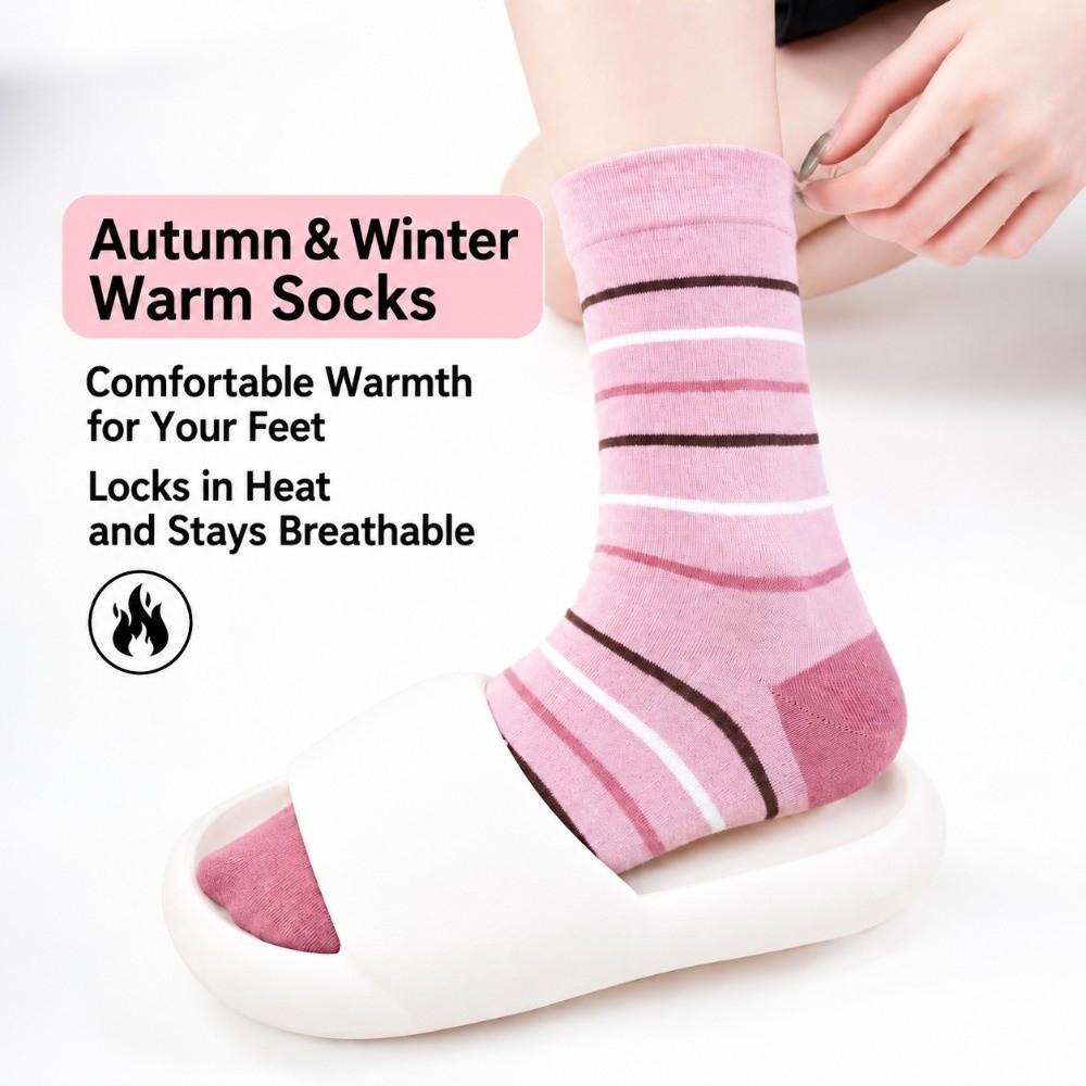 Autumn Winter Stripe Long Socks Odor-Resistan Breathable Socks Casual Wear