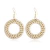 Earrings Leaf Earrings Gold Simple Double Layer Hollowed Out Leaf Earrings Vintage Double Layer Teardrop Straw Large Circle Women's Earrings