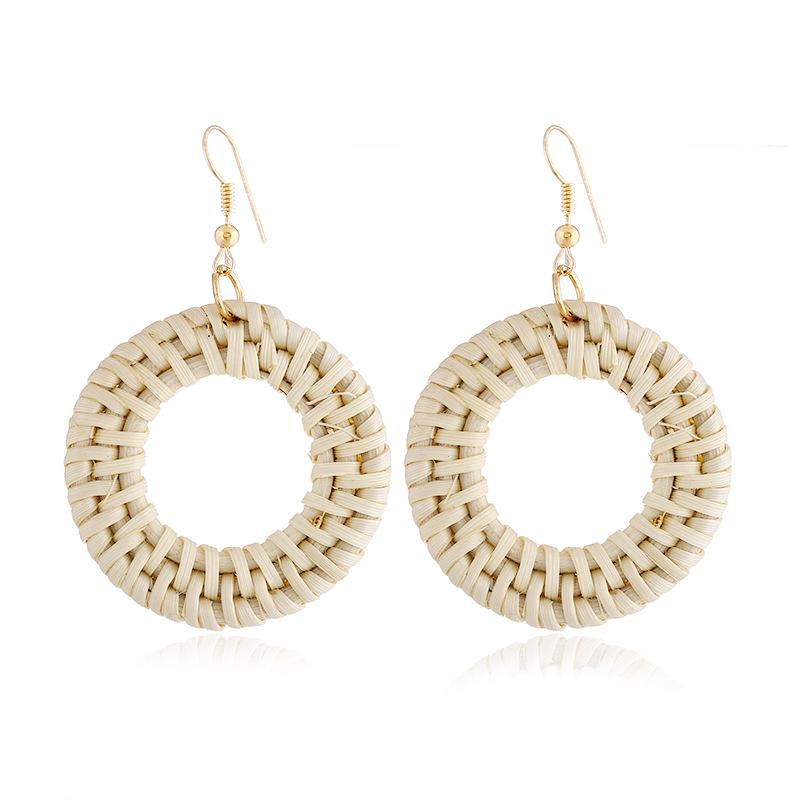 Earrings Leaf Earrings Gold Simple Double Layer Hollowed Out Leaf Earrings Vintage Double Layer Teardrop Straw Large Circle Women's Earrings