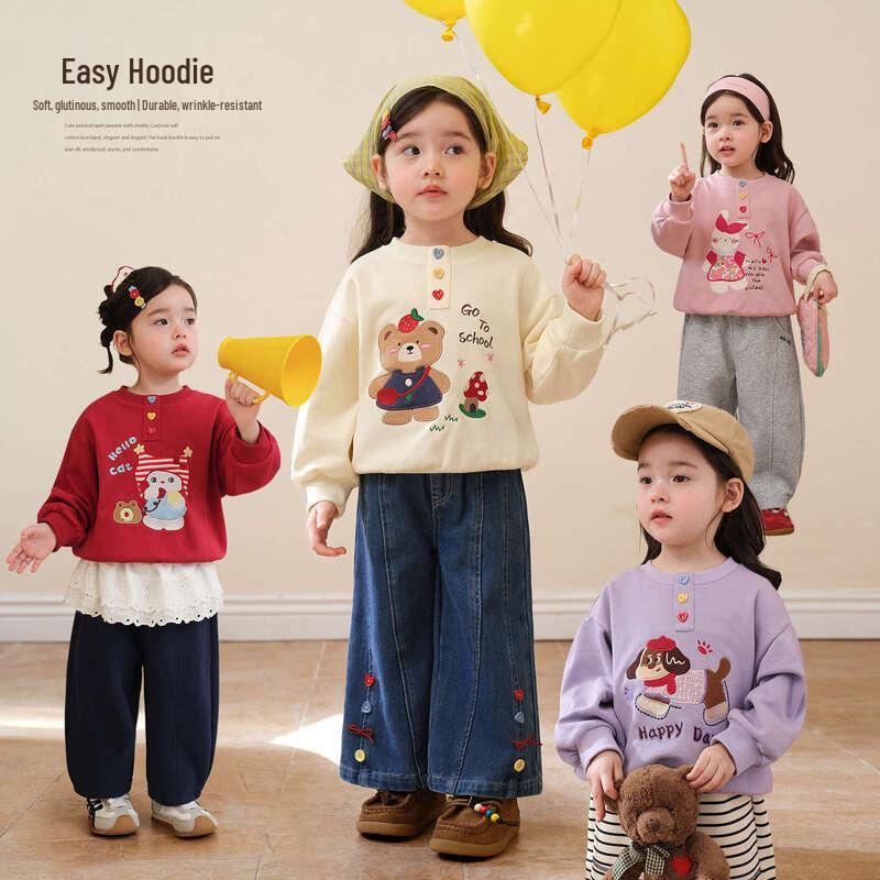 LUSON Baby Girls  Cartoon Printed Sweatshirt 100