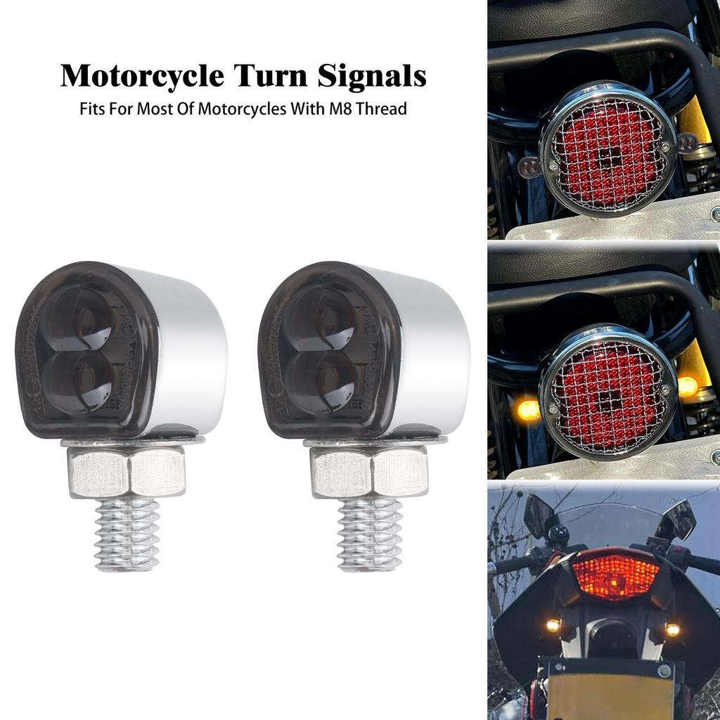 Motorcycle LED Turn Signal 8mm Mini Indicators Rear Front Blinker Lights Amber Flasher Lamp Universal For Cafe Racer For Harley