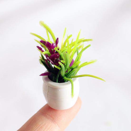 Mini Plant Model 1/12 Scale Doll Houses Plants Realistic Micro Plastic Pots for Doll Houses Garden Accessories Fairy Garden Patio Decor Miniature