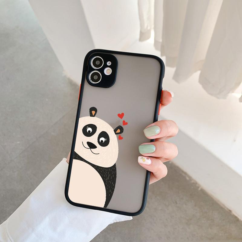 Creative Panda Family Cute Animal Phone Case for iPhone 15 12 13 11 14 Pro Max 7 8 Plus SE 2020 X XR XS Shockproof Couple Cover