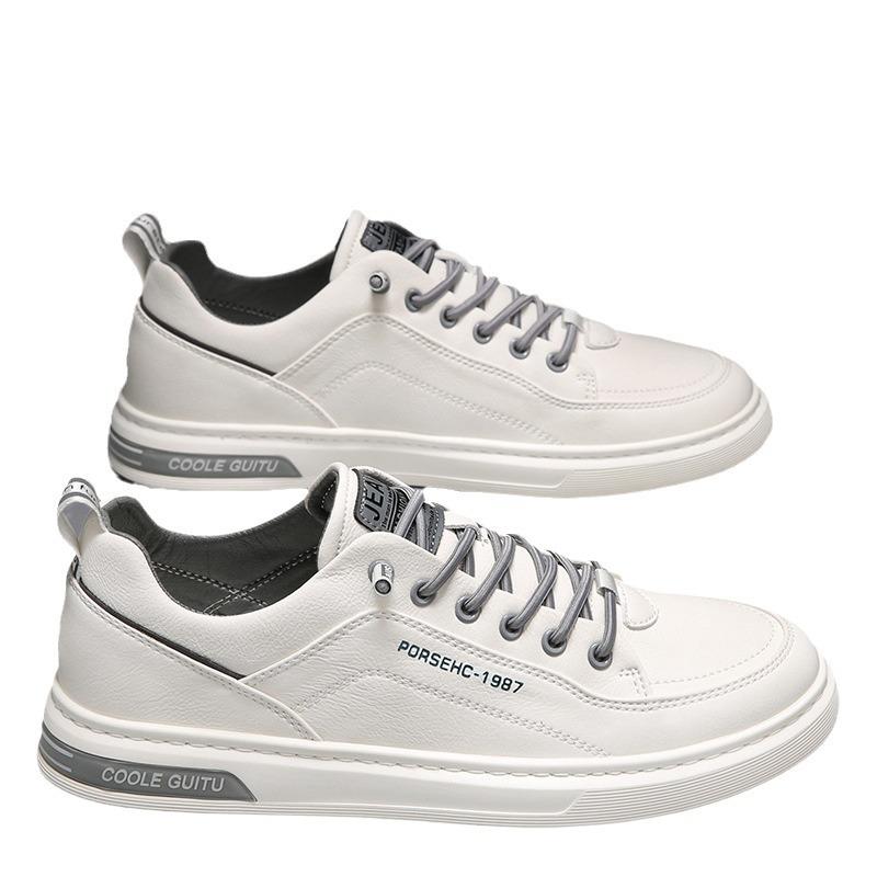 Cotton Shoes Men's Winter Warm Velvet Thickened White Shoes One Pedal Autumn Casual Versatile Leather Surface Light Board Shoes