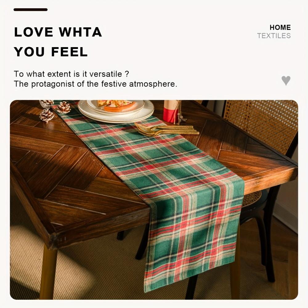1 Stück Festlicher Grüner Farbverlauf Karo Tischläufer - Weihnachts- & Feiertagsdeko, Perfekt für Weihnachts- und Winterfeiern