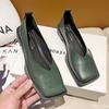 Women simple Temperament Leather Shoes 2026 Women's New Style Flat Shoes Women Square Toe Single Shoes Trendy versatile heels