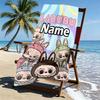 Custom Name Personalized Labubu Print Beach Towel, for Trip Camping Beach Party Home Decor, Birthday Gift for Family & Friends