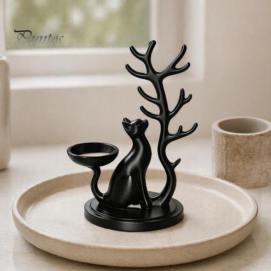 Necklace Display Rack Cute Cat Tree Branch Jewelry Organizer, 3D Printed Earring Bracelet Hair Gifts for Lovers Tie Storage Holder, Decorative Trinket