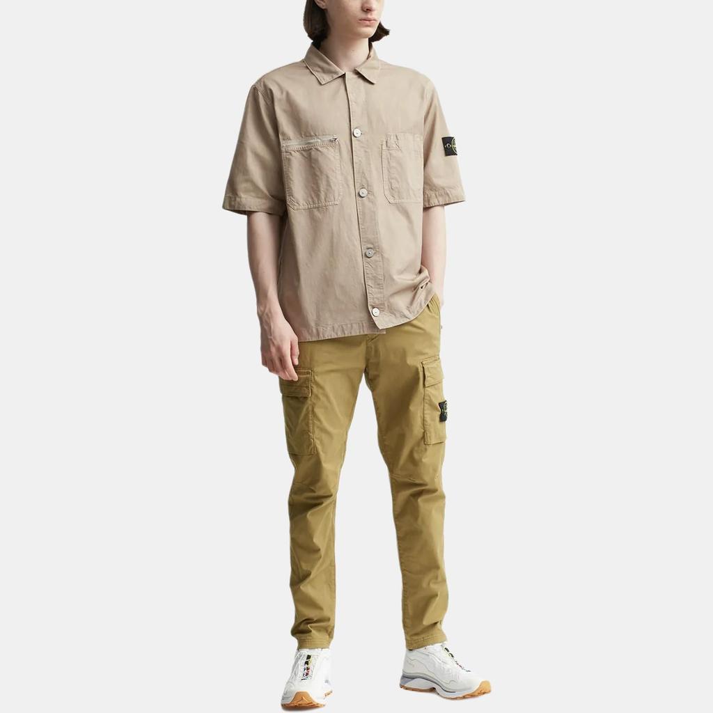 STONE ISLAND SS23 Solid Color Cupro Short Sleeve Shirt Men Shirts Dove-Gray 781511429-V0092