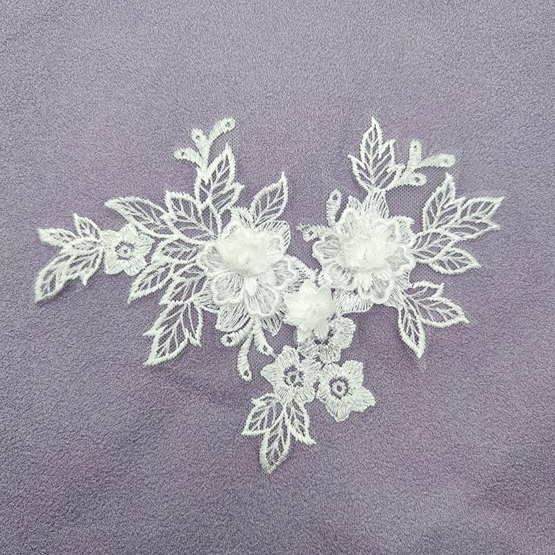 1pair Embroidered Three-dimensional Lace On Flower Wedding Dress Accessories DIY Lace Stickers Bridal Dress Decoration