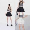 Women's Black Puff Cake A-Line Skirt - High Waist, Anti-Exposure, Slim Fit, Short Summer Skirt