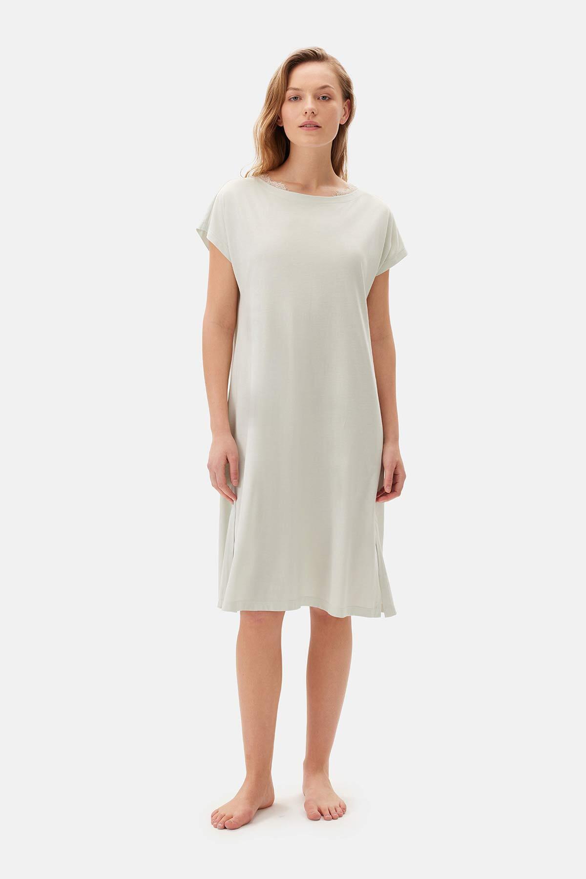 

Женская мода, новая ночная рубашка цвета воды, зеленое кружево с деталями L