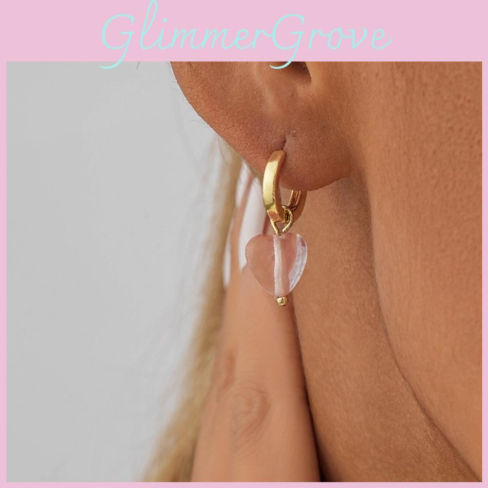 Stylish Pink Heart Drop Earrings For Women Fashionable Romantic Jewelry