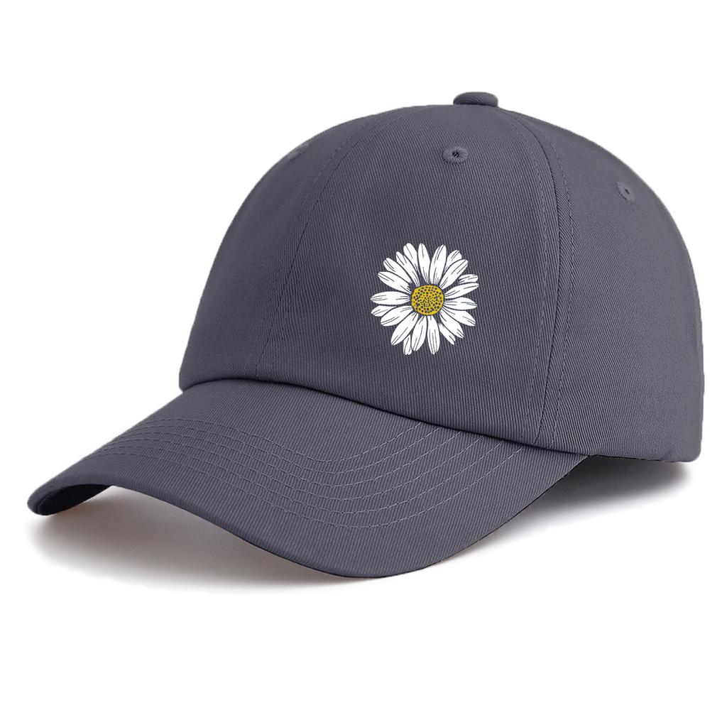 1pc White Flower Print  Baseball Cap for Adults,  Minimalist Retro Style Casual Soft Adjustable Dad Hat, Perfect As Gift