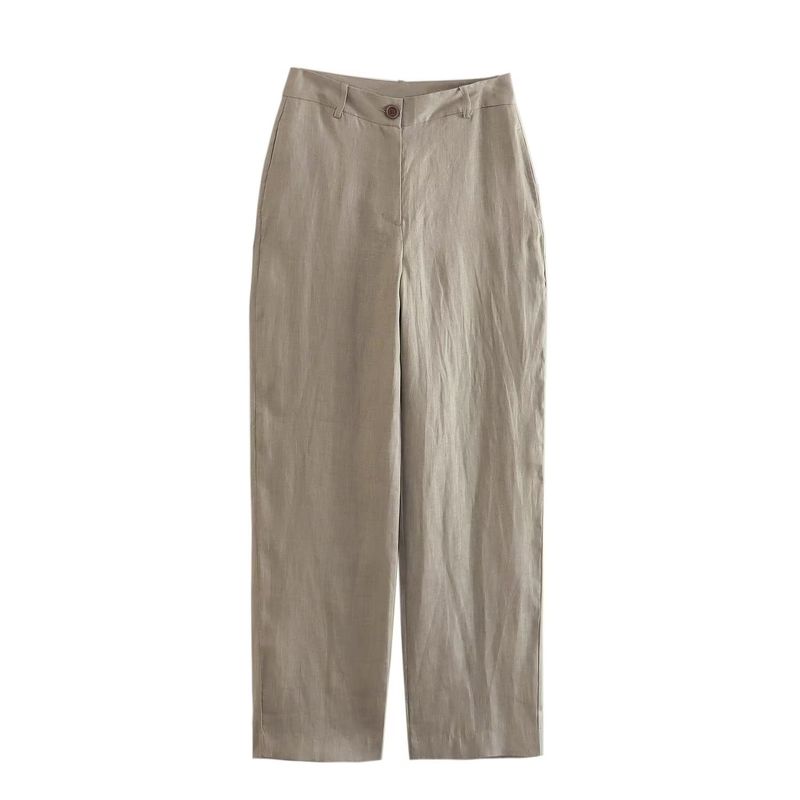 

Women s Kaslead Vest High Waist Wide Leg Pants Linen Apricot pants M