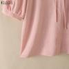 ZANZEA Women Elegant Casual Square Collar Summer Half Sleeve Blouse