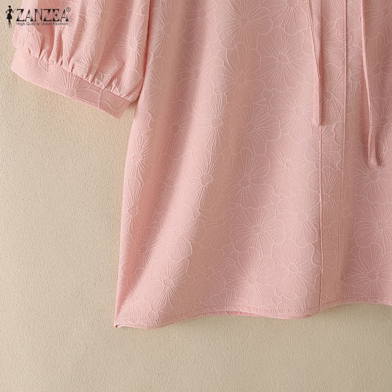 ZANZEA Women Elegant Casual Square Collar Summer Half Sleeve Blouse