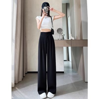 Kadınlar İçin Yazlık Takım Pantolonu Dökümlü Yüksek Bel Düz Kesim Buz İpeği Dar Geniş Paça Uzun Pantolon