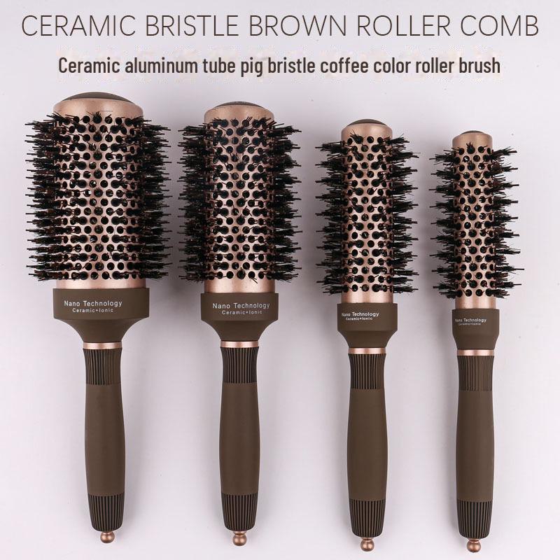 Ceramic Boar Bristle Round Comb with Aluminum Tube