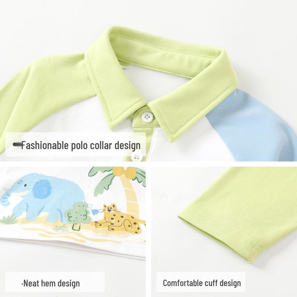 Kaka Panda Kids' Long-Sleeve Polo Shirt - Baby & Children's Spring Layer Tops