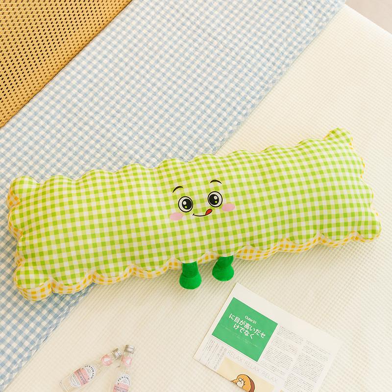 Plush Bubble Grid Cookie Long Pillow For Bedroom And Side Sleepers