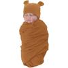 Unisex Baby Swaddle Blanket with Hat Set Newborn Swaddle Receiving Blankets Sleep Sack for 0-3 Months Boys Girls(Camel)