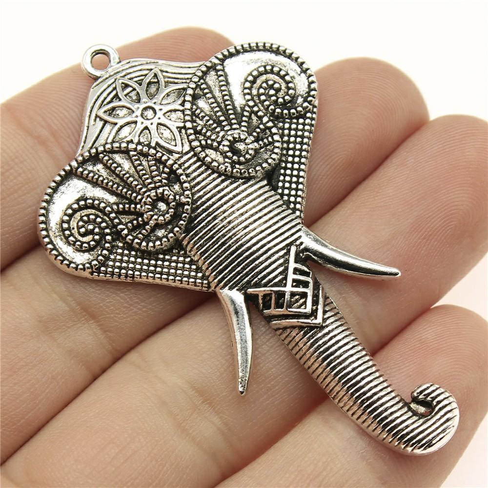 2pcs Charms Big Elephant For Jewelry Making DIY Jewelry Accessories Antique Silver Color Big Elephant Pendant Charms