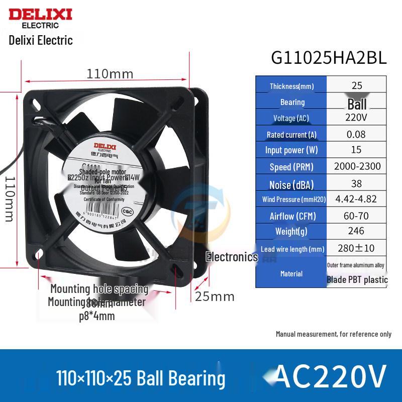 Delixi Axiallüfter 220V für Industrieschränke und Schweißmaschinen, 24V DC Kühlventilator.