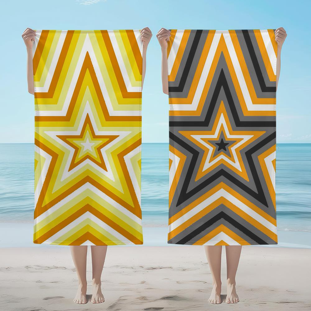 Towel Textile Bathrobe Beach Five-pointed Quick-Drying Lightweight Portable Camping Stars Concentric Swim Colorful Pool Travel
