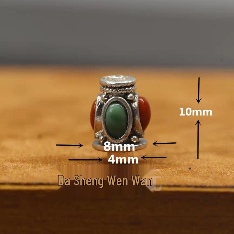 108-Bead Red Sandalwood & Passion Fruit Seed Silver Vajra Stupa Buddha Head Accessory