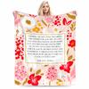 Floral Scripture Design with LiliesFlannel Blanket for Bedroom, Living Room, Sofa, and Nap