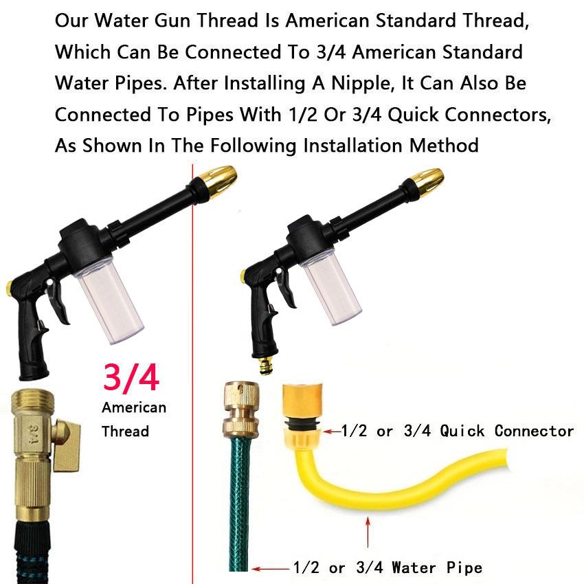 Adjustable High-Pressure Car Wash & Garden Foam Gun with Metal Nozzle for Watering & Rinsing