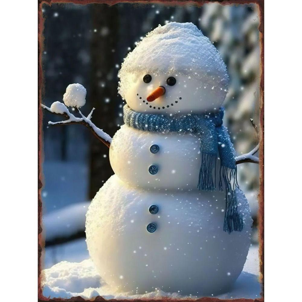 Vintage Metal Sign Snowman Wall Decor Retro Tin Plate 20x30 cm