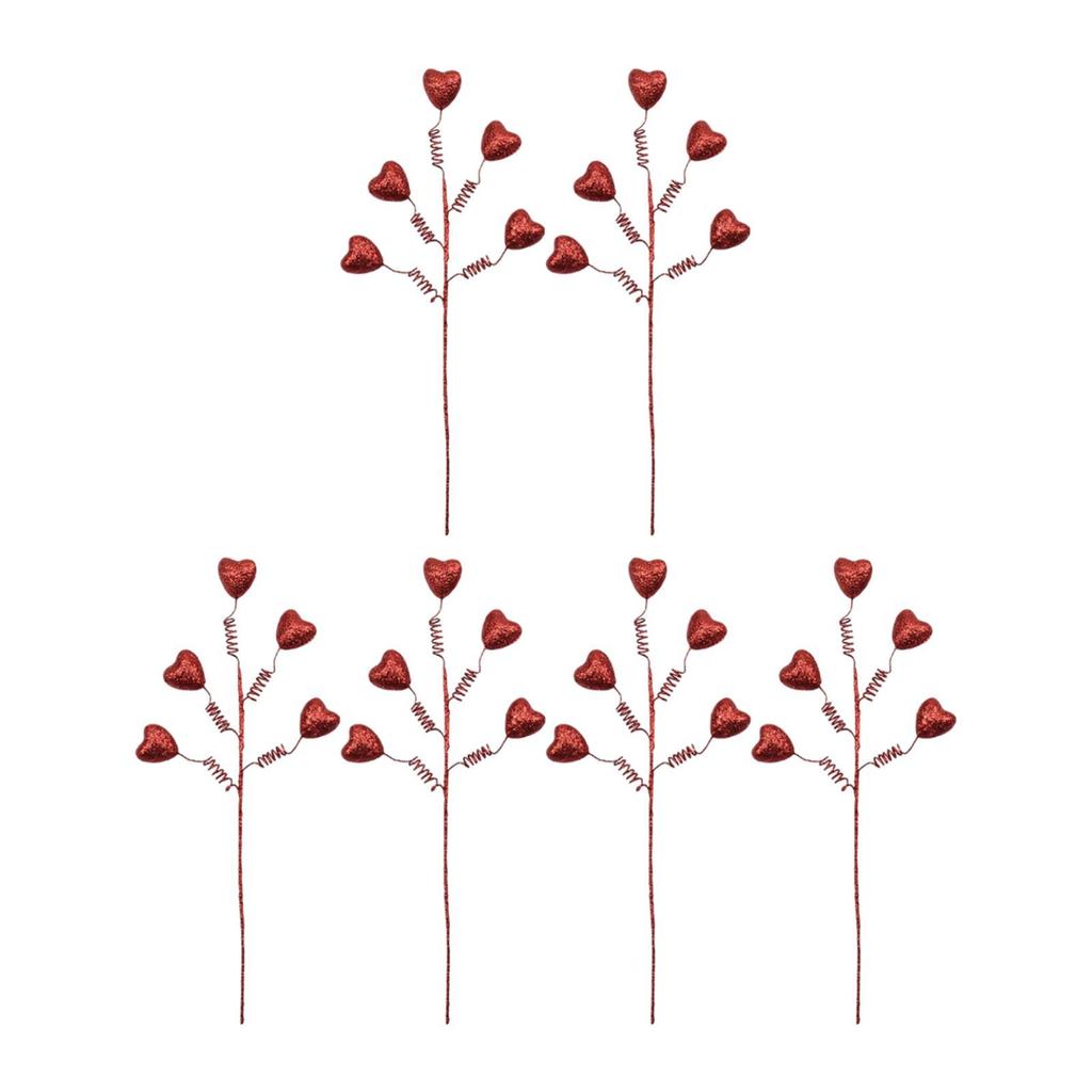 6x Artificial Valentine's Day Heart Picks Decoration for Office Party Home