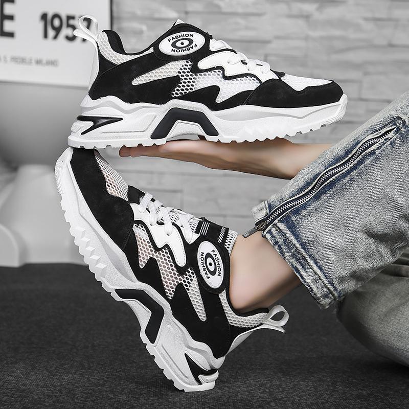 Men Large Size Breathable Sneakers  New Summer Non Slip Comfortable Casual Tied Fashion Casual Running Shoes  Hollowed-out