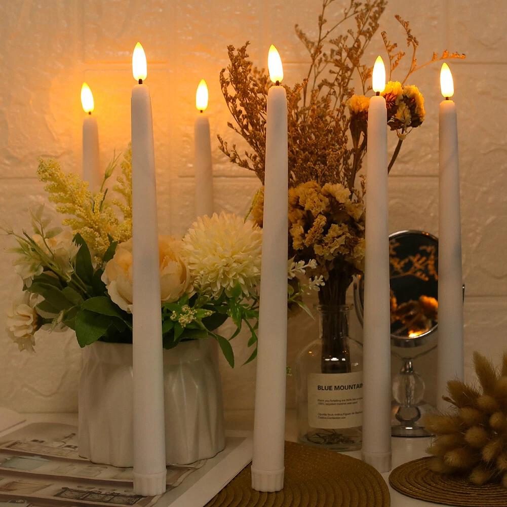 6/12Pcs LED Flameless Electronic Candles Battery Powered Flickering Flameless LED Taper Candles Light for Home Wedding Party