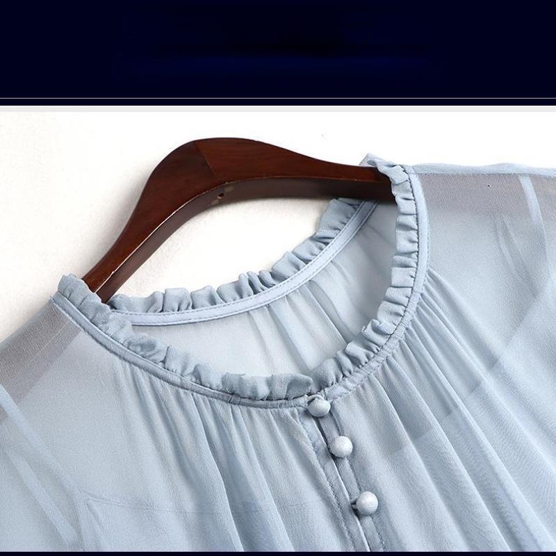 Women's Spring and Summer Round Neck Plus Size Loose Temperament Thin Medium-length Skirt