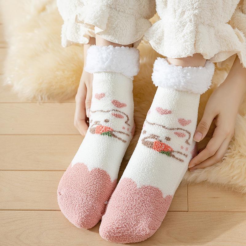 Women's Fleece-Lined Lambswool Home Socks - Warm, Thick, Cozy for Winter & Christmas