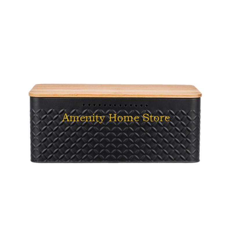 F26C Ящик для хранения хлеба Металлические хлебницы Контейнер для хранения буханки хлеба чёрный