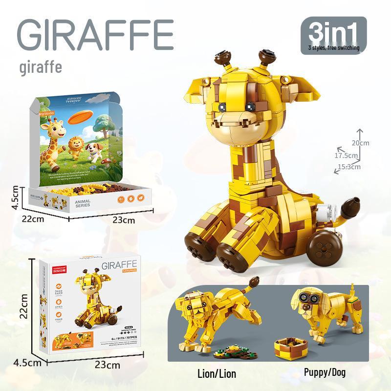 3-in-1 Cute Cartoon Animal Pet Building Blocks Educational Toy