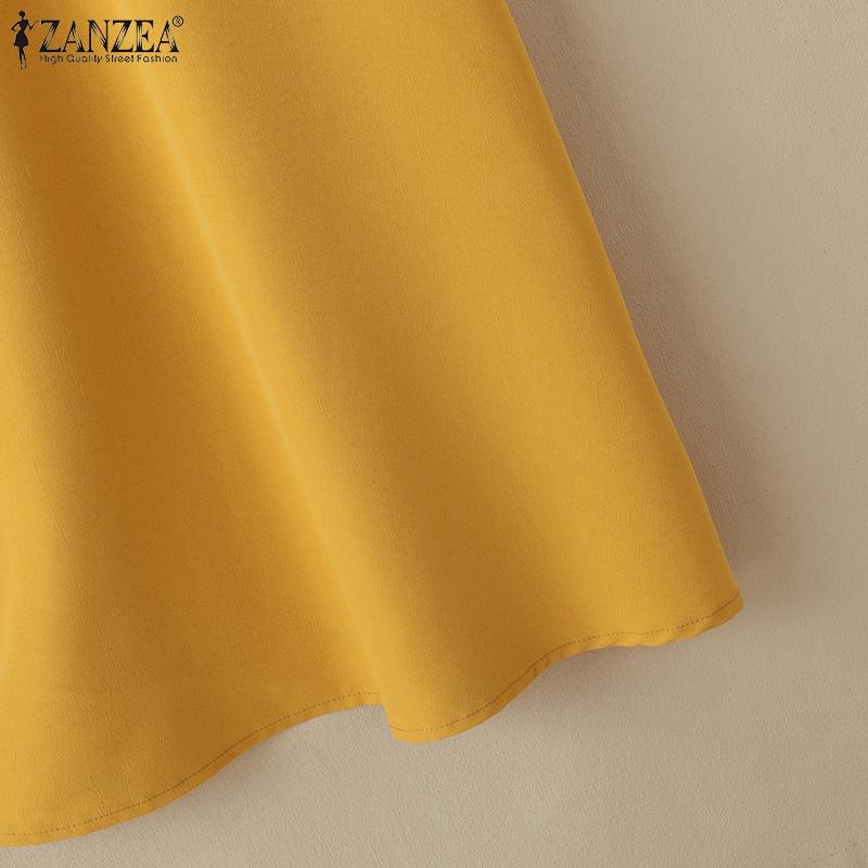 ZANZEA Women Summer Round Neck Short Sleeve Casual Floral Embroidery Dress