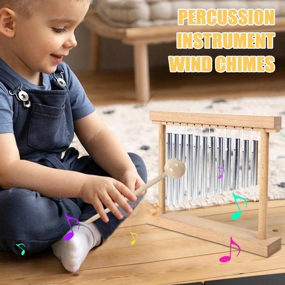 Collaborative Design Musical Instrument Toys Wooden Sound Healing Chime Bell  Interactive Toy