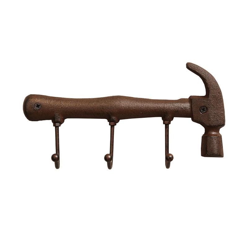 Retro Cast Iron Tool Hook Industrial Style Hammer Wrench Hook Nostalgic Decorative Wall Hanging Hook Craft Iron Art