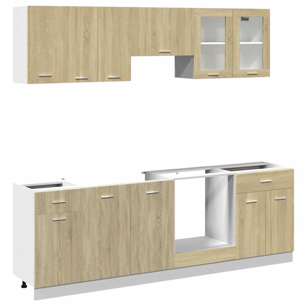 8 Piece Kitchen Cabinet Set Lyon Sonoma Oak Melamine Board