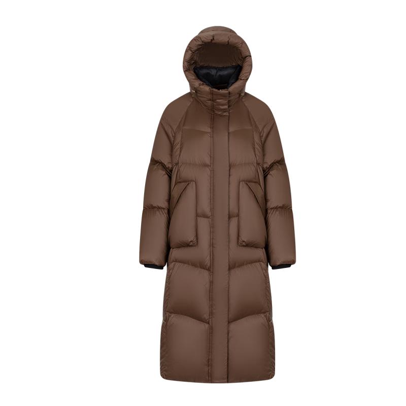 Ailaiyi Women's Long Goose Down Commuter Jacket with Detachable U-Pillow